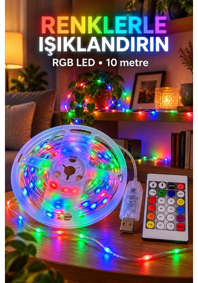 Shnstore 10 Metre Kumandalı Animasyonlu Rgb Led Tel Aydınlatma Shntknd0720