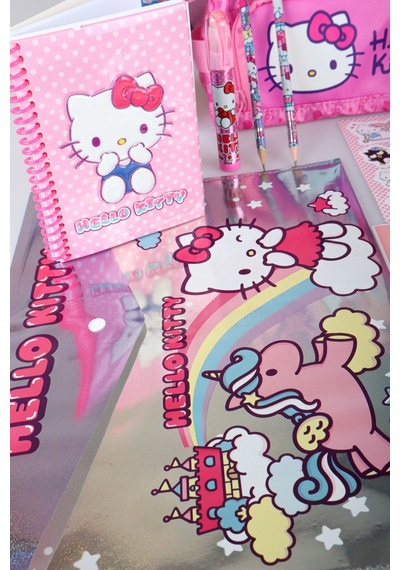X Dekomus Heart Key Collection Hello Kitty Lisanslı Full Kırtasiye Seti İlkokul Çantası,beslenme Kabı,matara Açık Gri