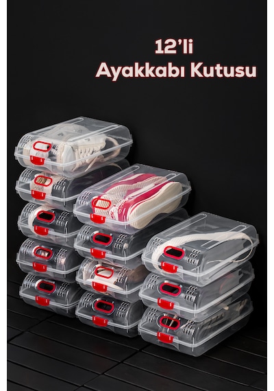 Porsima 204-12 Kadın Ve Çocuk Ayakkabı Saklama Kutusu Şeffaf