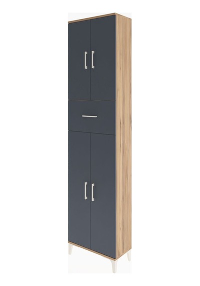 Arges Dolap 4 Raflı Tek Çekmeceli 4 Kapaklı 60x30x243 Çam-ant... Çam