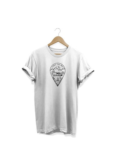 Leave The Map Baskılı Beyaz T-shirt Beyaz