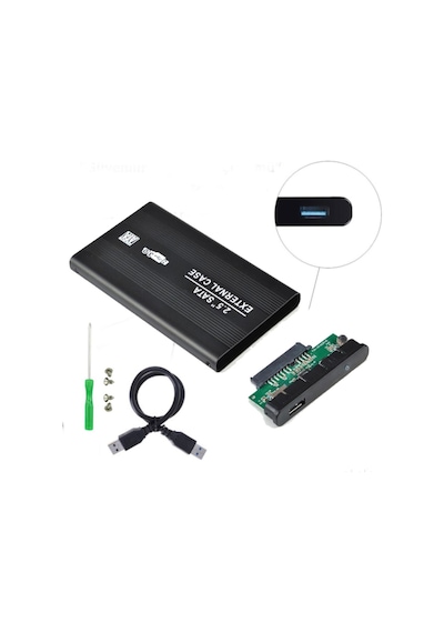 2.5 Hdd Kutusu Usb 3.0 Hardisk Kutusu Metal Gövde Harici Kutu - Siyah