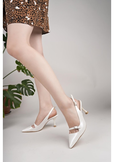 Nesilshoes Nesil Shoes Özma 447 Sedef Topuklu Kadın Sandalet