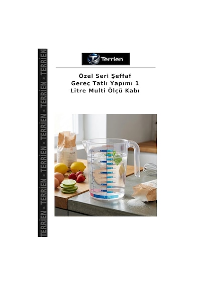 Özel Seri Şeffaf Gereç Tatlı Yapımı 1 Litre Multi Ölçü Kabı Çok Renkli