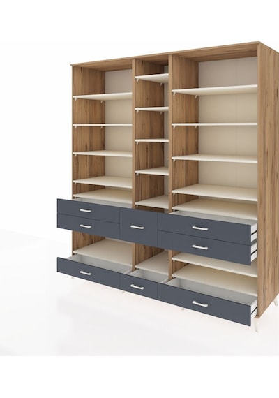 Kronos Dolap 19 Raflı 8 Çekmeceli 220x59x243 Çam-aytaşı/antrasit Aytası/antrasıt Kronos Dolap 19 Raflı 8 Çekmeceli 220x59x243 Çam-aytaşı/antrasit Aytası/antrasıt