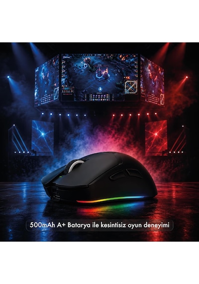 Tracker Pro Rgb Kablosuz 2.4ghz Bluetooth Kablolu Dock Şarj İstasyonlu 69gr 1khz 12000dpı Oyuncu Mouse Siyah