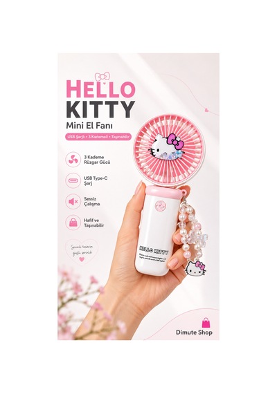 Hello Kitty Mini El Fanı Taşınabilir Usb Şarjlı Sessiz Masa Ve El Tipi Vantilatör Pembe - 892975336
