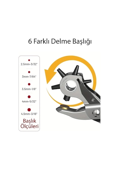 6 Farklı Uçlu Kemer Delme Pensesi Deri Kemer Ve Kumaş İçin Ayarlanabilir Delik Açıcı El Aleti