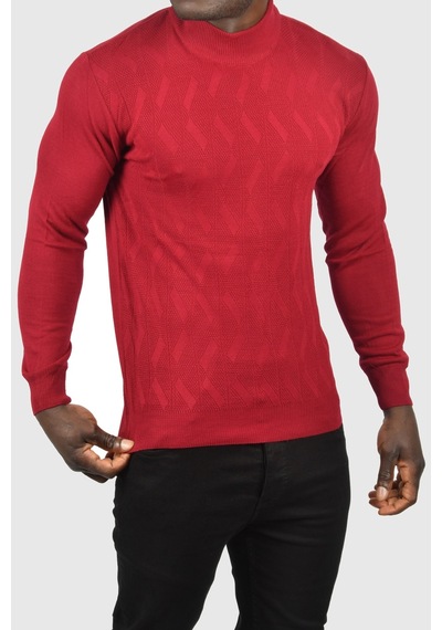 Deepsea Erkek Bordo Dar Kesim Yarım Balıkçı Yaka Desenli Triko Yarım Boğazlı Kazak 2505505 Bordo Deepsea Erkek Bordo Dar Kesim Yarım Balıkçı Yaka Desenli Triko Yarım Boğazlı Kazak 2505505 Bordo
