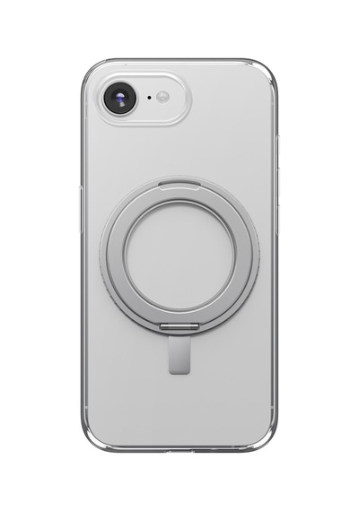 Apple iPhone Uyumlu 17e / 16e Kılıf Swivix Döner Metal Standlı Koruyucu Premium Dayanıklı Kapak Şeffaf