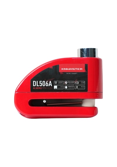 KNMASTER DL506A 6mm Alarmlı Disk Kilidi | Hatırlatma Kablosu ve Taşıma Çantası Kırmızı