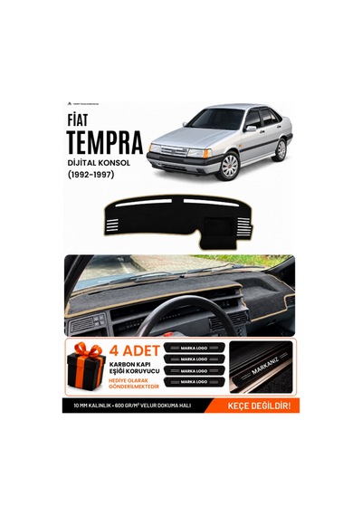 Fıat Tempra 1992-1997 Dijital Konsol Uyumlu Torpido Örtüsü, Torpido Kılıfı - Siyah Bej