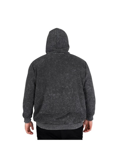 Mode Xl Büyük Beden Erkek Kapüşonlu Sweatshirt Asit Yıkama Interlok U24167 Gri Gri
