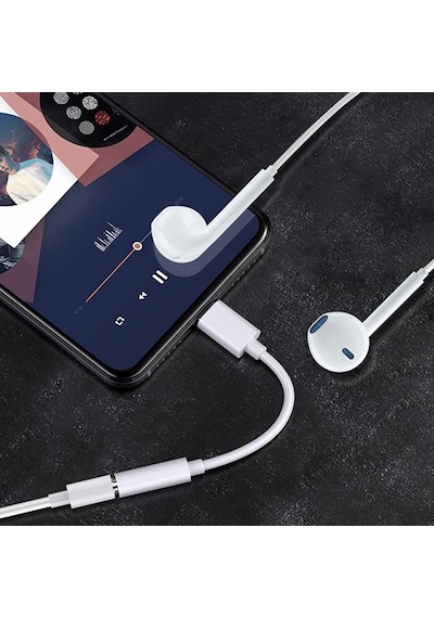 Beyaz Usb Tip C - 3,5mm Jack Ses Kablosu Kulaklık Aux Adaptörü Dönüştürücü