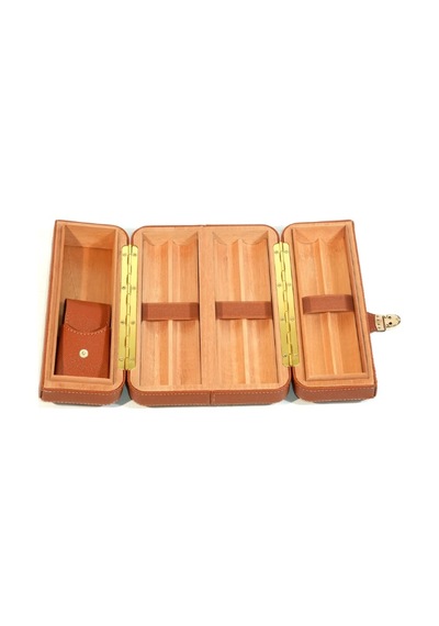 Cohiba Dahili Çakmak Taba Deri Puro Taşıma Çantası & Seyahat Humidoru - Tr9763
