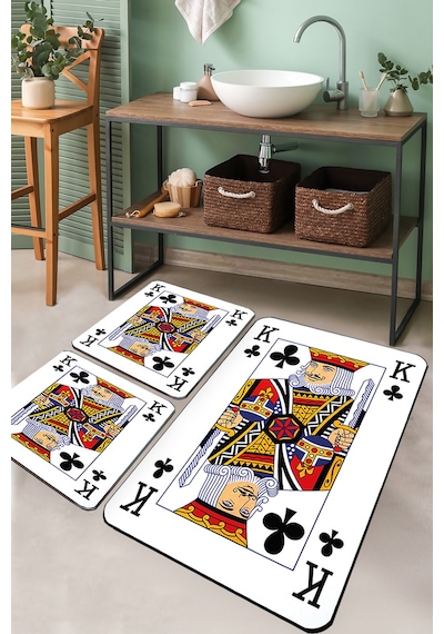 KARO PLAYING CARDS DJT 3 LU SET Banyo Halısı Banyo Paspası Çok Renkli