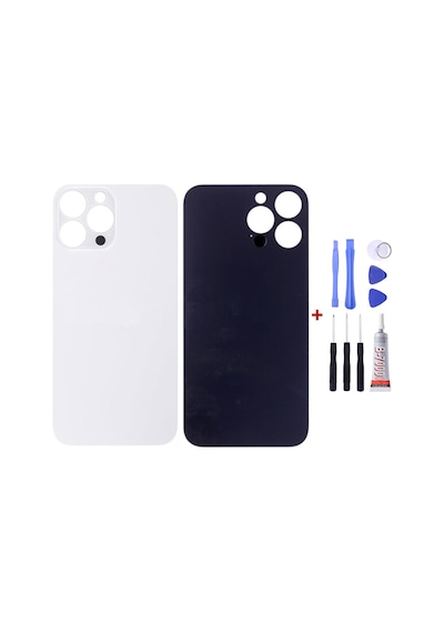 Apple Uyumlu iPhone 13 Pro Max Beyaz Arka Cam Kapak Pil Kapağı Tamir Set B7000 Set Beyaz