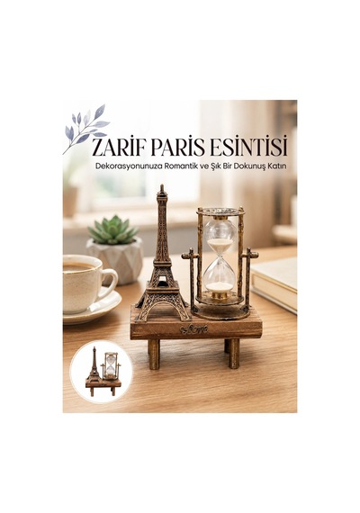 Mey İthalat Paris Eyfel Kulesi Hediyelik Eyfel Retro Kum Saati Dekoratif Eşya Yeni Nesil Renkli Renkli