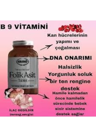 Ersağ Folik Asit 60 Kapsül