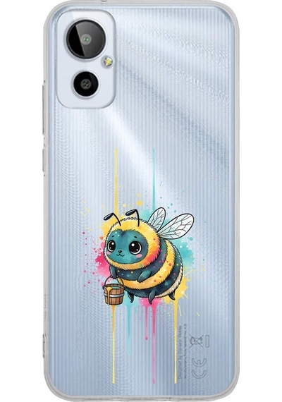 General Mobile 23se İle Uyumlu Splash Arı Tasarımlı Şeffaf Silikon Kılıf 051b