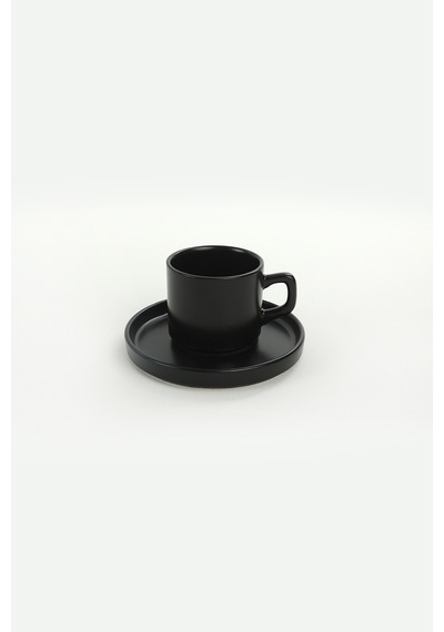 Keramika Mat Siyah Stackable Çay Takımı 8 Parça 4 Kişilik