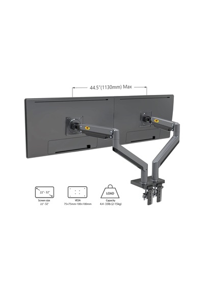 Hpy Pazar North Bayou G35 22 32" 2 12 Kg Ekranlar İçin Masaüstü Çift Kollu Amörtisörlü Monitör Tutuc