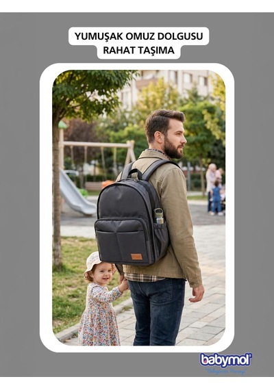 Babymol Oslom Bebek Bakım Çantası - Siyah