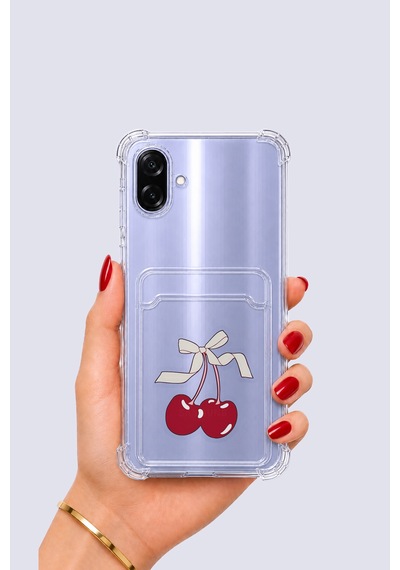 Samsung Galaxy Uyumlu A07 Kartlıklı Kiraz Desenli Kılıf Mh-hs7406-3449