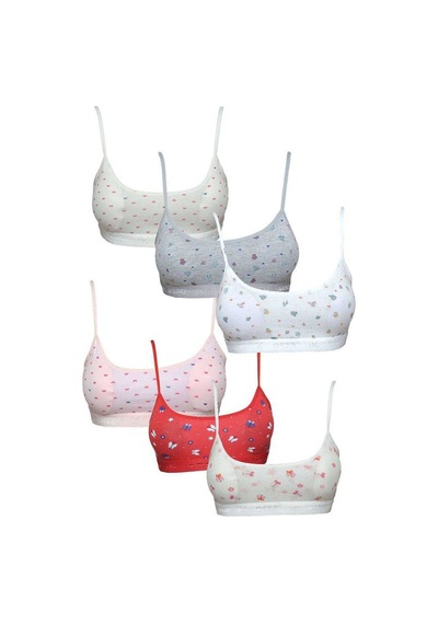 Pedli Ip Askılı Yarım Atlet Desenli Büstiyer 6 Lı Set 1 Diğer