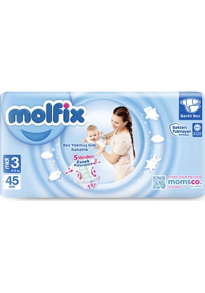 Molfıx Avantajlı Paket 3 Beden Midi 4-9 Kg 45'li