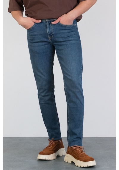 HLT Jeans Erkek Okyanus Mavisi Slim Fit Dar Paça Likralı Jean Kot Pantolon Hlthe001958 Mavi