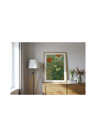 Van Gogh Van Gogh Kelebekler Ve Gelincikler Çerçevesiz Poster 21x30 Cm A4 Tablo Van Gogh