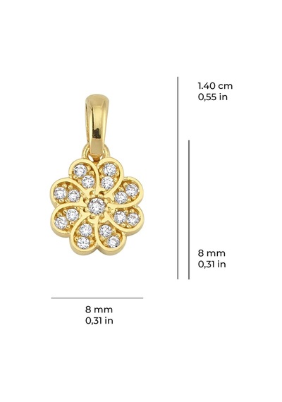 Goldkupe 14 Ayar Altın Taşlı Çiçek Kolye Ucu 0,77 Gr-3270