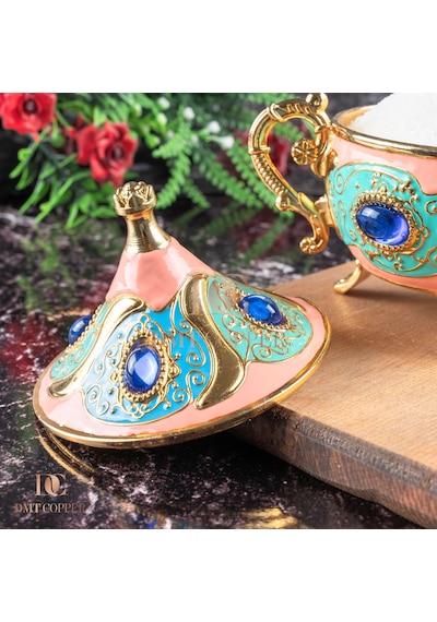 Dmt Copper Home Gaziantep Renkli Zamak Şekerlik Kase Yükseklik 11 Cm Genişlik 13 Cm& Kaşık Dahil