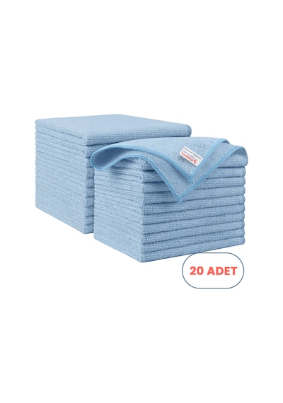 Mulpex Mikrofiber Temizlik Bezi 20 Adet - 40x40 Cm, 375 Gsm, Parlak Dokulu, 60 Gr 2, Yüksek Emici, İz Bırakmaz Mavi