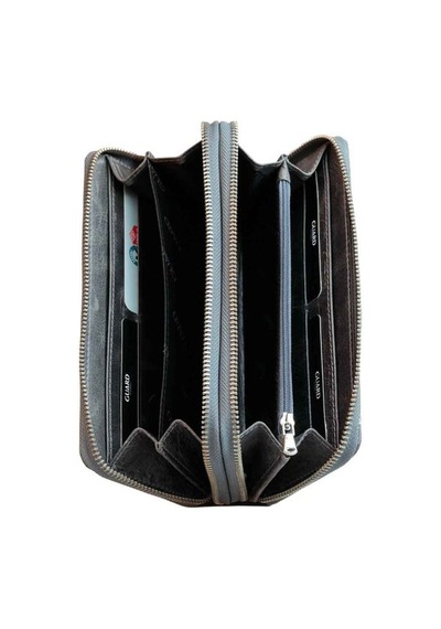 Guard Crazy Gri Hakiki Deri Çift Fermuarlı El Çantası // Grd260225wt1461 Çok Renkli