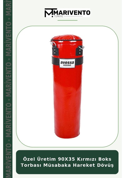 Özel Üretim 90x35 Kırmızı Boks Torbası Müsabaka Hareket Dövüş