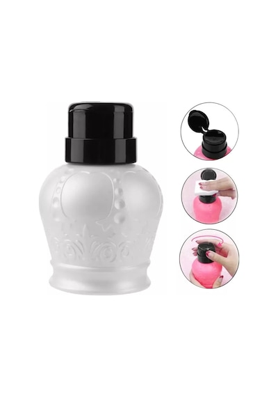 Desenli Pompalı Sıvı Şişesi Aseton Cleanser Şişesi Gri 250ml