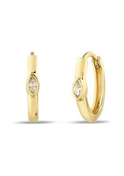 Debora Jewelry 14 Ayar Altın Beyaz Zirkon Taşlı Küpe