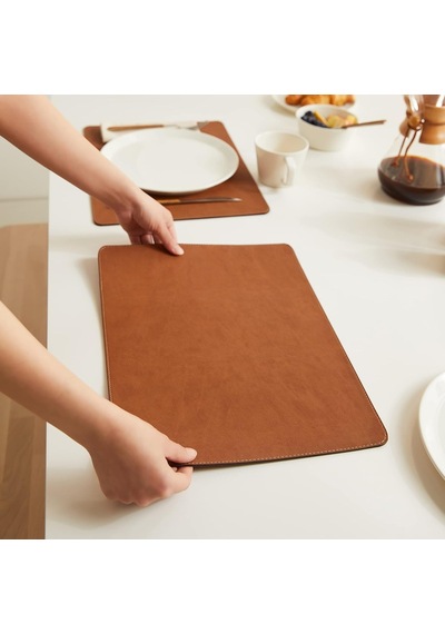 Ocean Home Textile 2'li Taba Renk Deri Amerikan Servis 40 X 30 Cm Genel