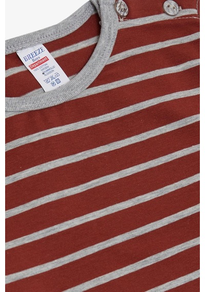 Breeze Erkek Bebek Uzun Kollu T-shirt Patlı Çizgili 9 Ay - 3 Yaş Kiremit