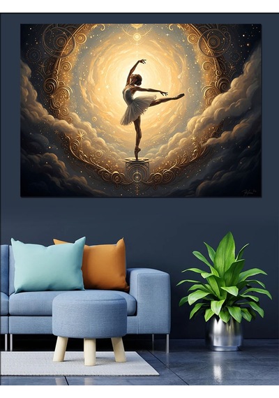 Ahşap Tablo Gökyüzünde Süzülen Modern Dansçı Kadın