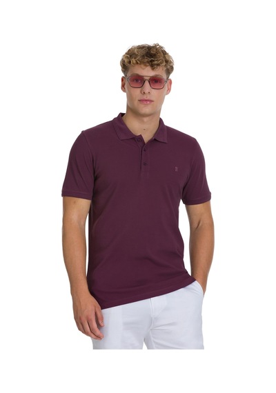 Hatemoğlu Mor Regular Fit 100% Pamuk Polo Yaka Tişört