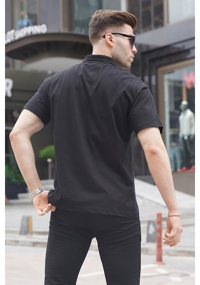 Madmext Siyah Polo Yaka Basic Erkek Tişört 6126 Siyah
