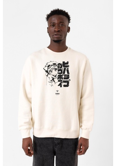 Cowboy Bebop Vintage Ein And Ed Ekru Erkek 2ip Sweatshirt 001