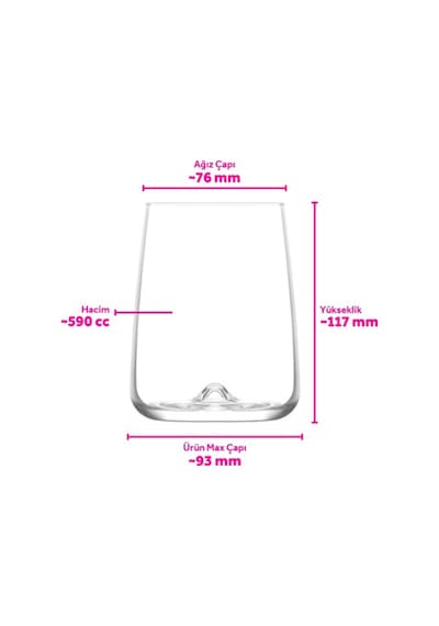 Lav Terra Cam Goblet 6'lı 590 ml (Kırmızı Şarap Kadehi , Kokteyl Bardağı )