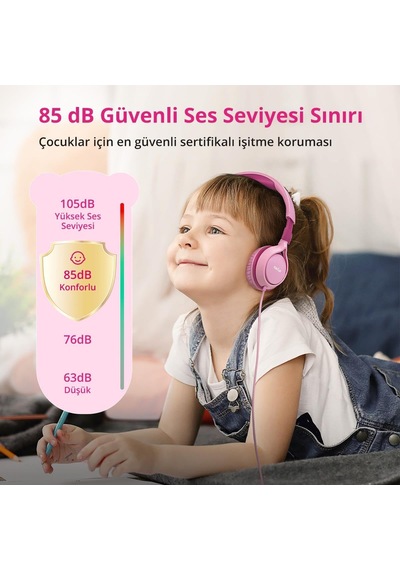 S1 Kablolu Kulaküstü Çocuk Kulaklık - Ayarlanabilir Kafa Bandı - Okul/seyahat/erkek/kız Çocuklar/bilgisayar/tablet Için Taşınabilir - Pembe
