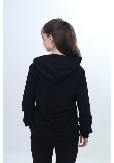 Toontoy Unisex Çocuk Pi Sayı Baskılı Regular Kapüşonlu Sweatshirt Siyah