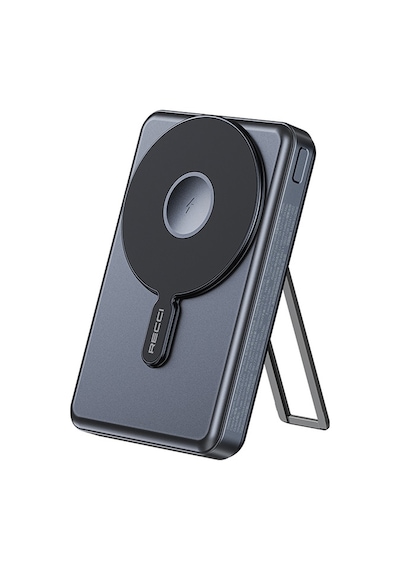 Recci Rpb-w23 15w 10000mah Pd 20w Standlı Type-c Ve Lightning Kablolu Magsafe Powerbank Siyah