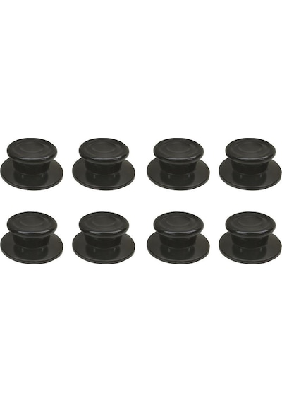 8 Adet Siyah Lüks Tencere Tava Sahan Cam Kapak Kulpu